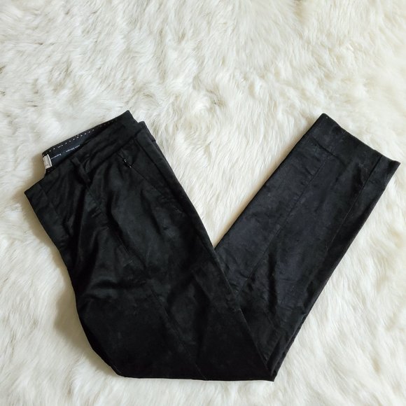 Anthropologie Essential Slim Black Velvet Pants 4 - Picture 6 of 16